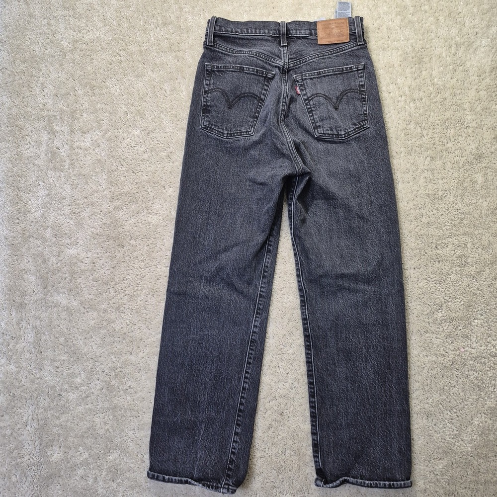 Levis Premium Jeans Ribcage Straight Ankle Womens 27/27 Black Relaxed 90s Mom - Picture 13 of 14